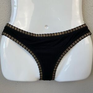 NWT Platinum Swimwear Gold Crochet Trim Bikini Bottoms Size S